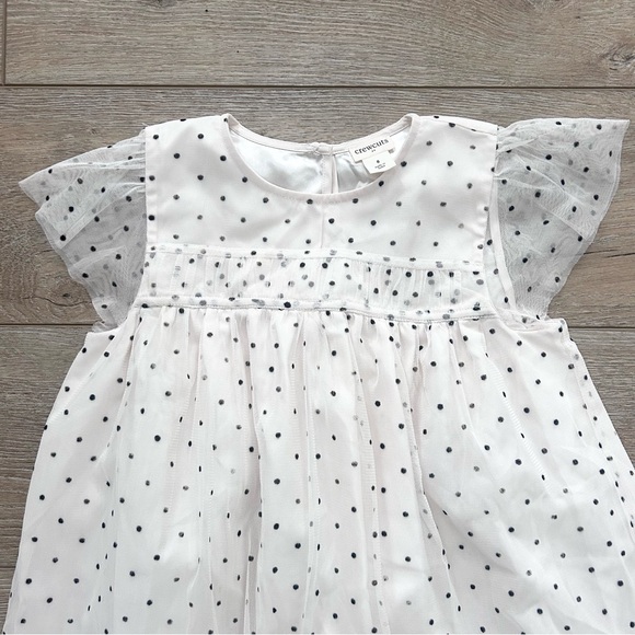 Crewcuts J. Crew Girls Tulle Party Holiday Dress Sz 8 Off White Black Polka Dots - Picture 3 of 10